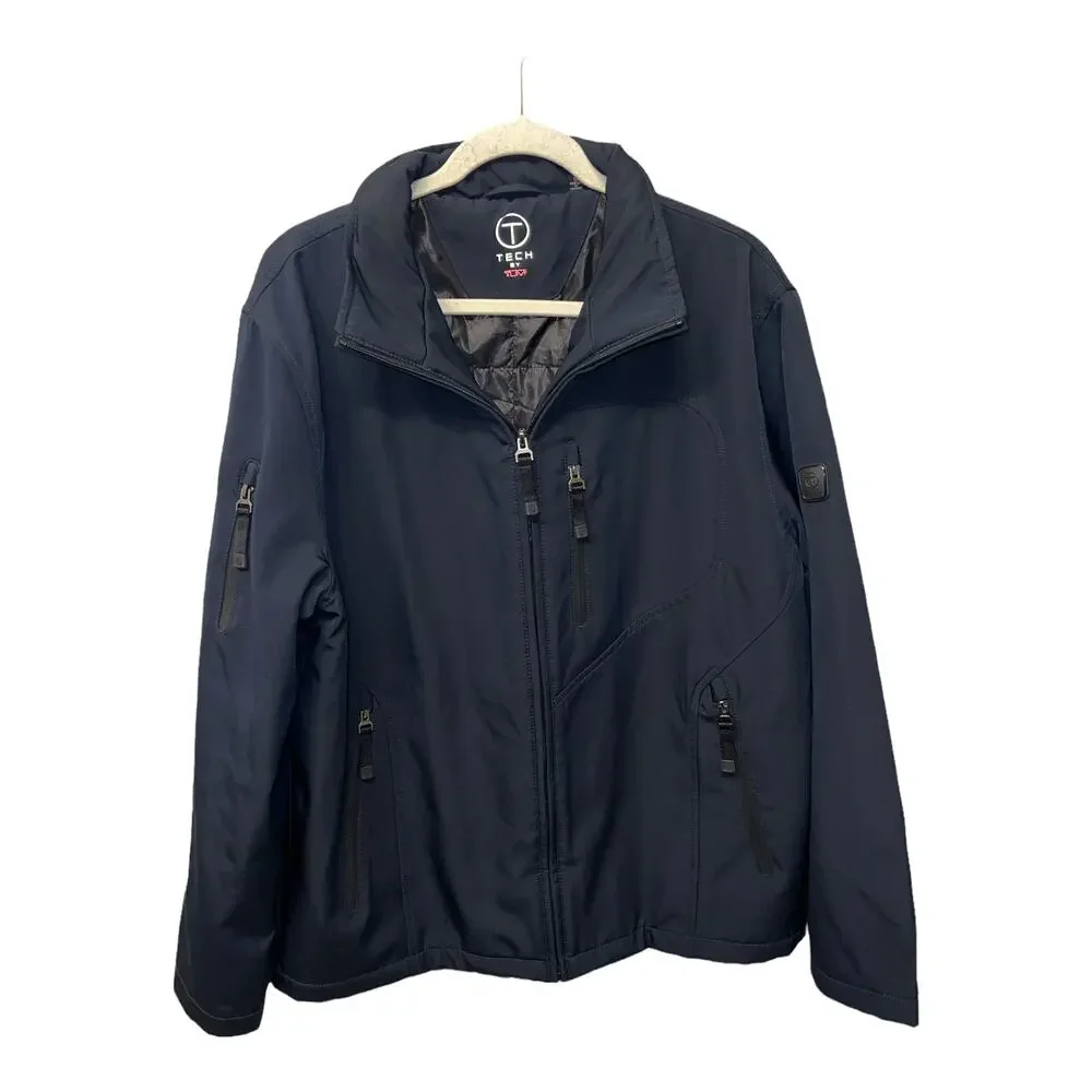 TUMI Tech by Tumi T Mens Navy Blue Hood Zip Jacket Size Large
